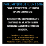 WAKE UP BEFORE IT’S TOO LATE: MARITAL RAPE AND CRIMINAL LAW.