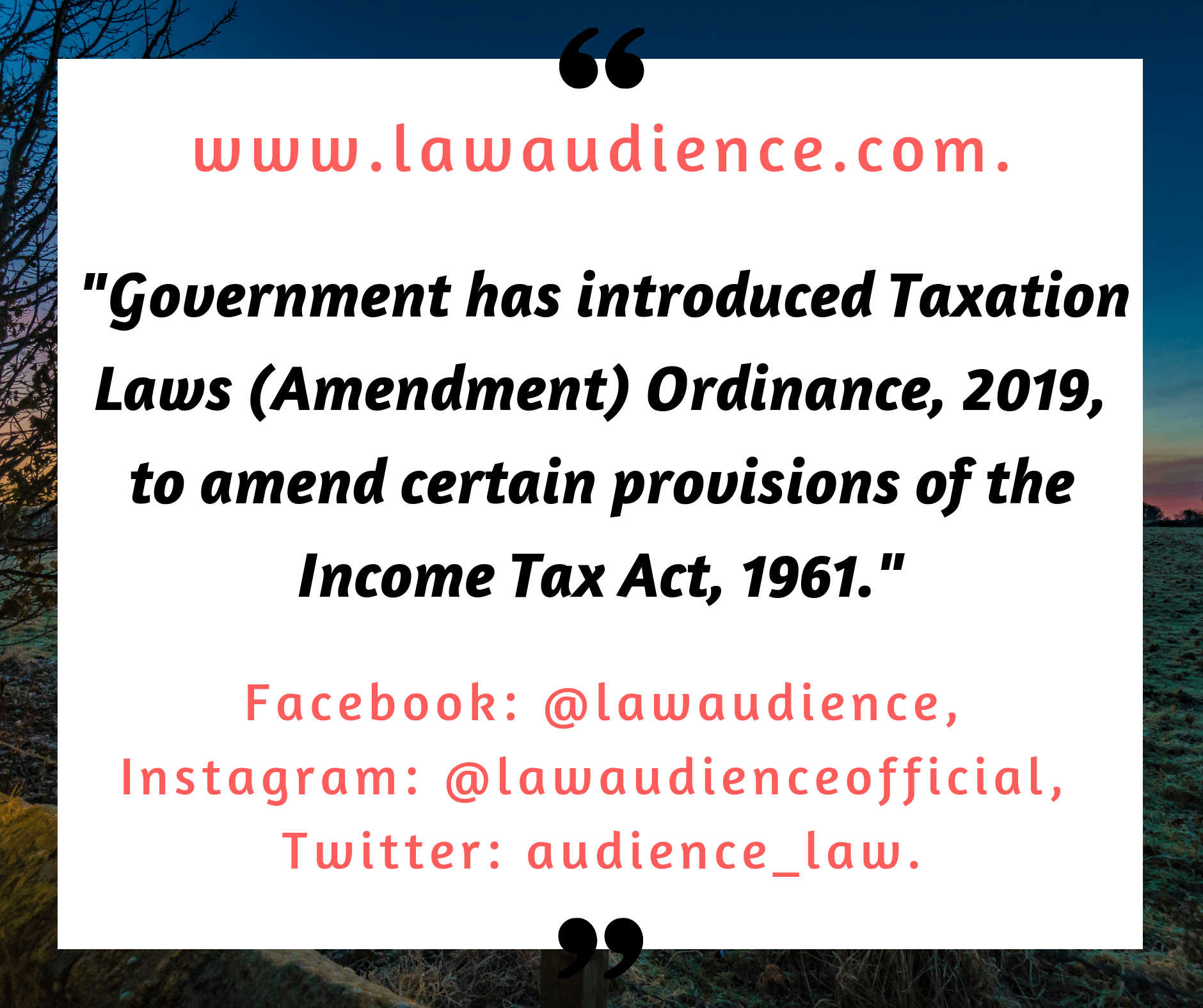 You are currently viewing TAXATION LAWS (AMENDMENT) ORDINANCE 2019