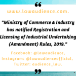 Registration and Licensing of Industrial Undertaking (Amendment) Rules, 2019