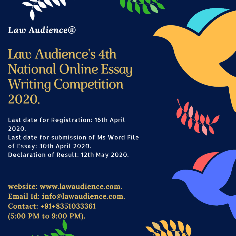 Read more about the article LAW AUDIENCE’S 4th NATIONAL ONLINE ESSAY WRITING COMPETITION 2020