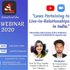 Webinar: Laws Pertaining to Live-In-Relationships in India