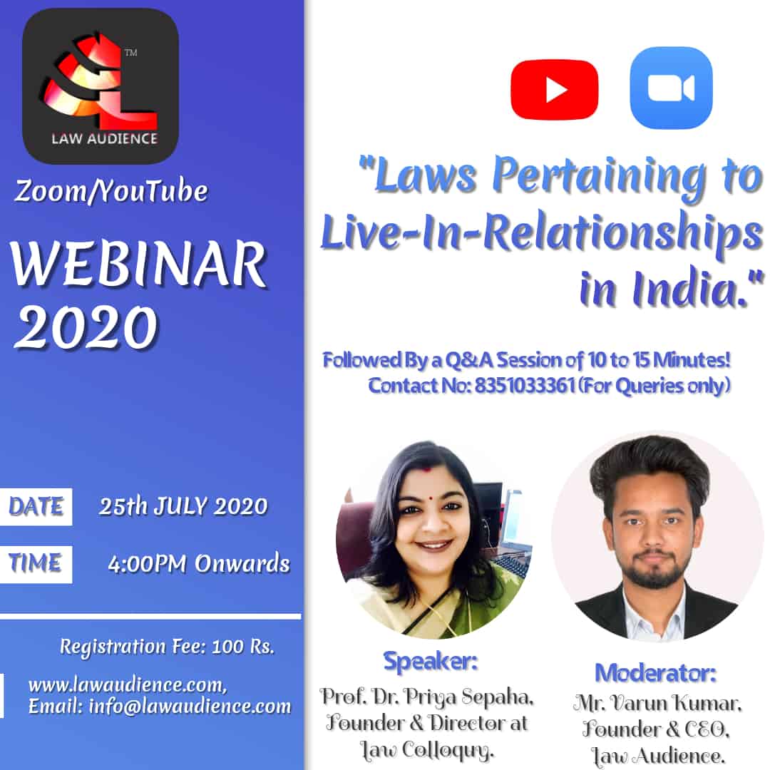 You are currently viewing Webinar: Laws Pertaining to Live-In-Relationships in India
