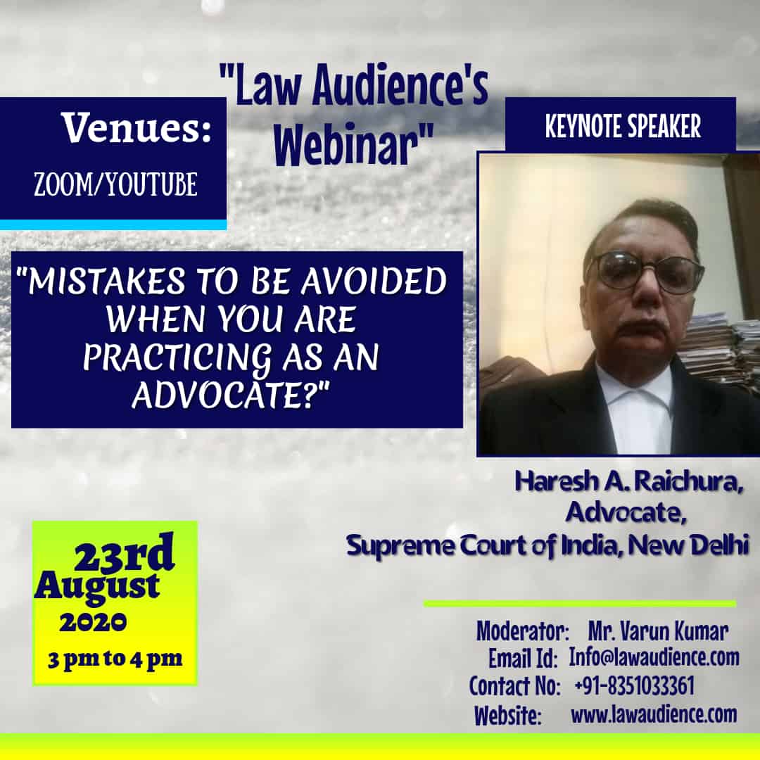 Read more about the article Webinar on Mistakes To Be Avoided When You are practicing as an advocate?