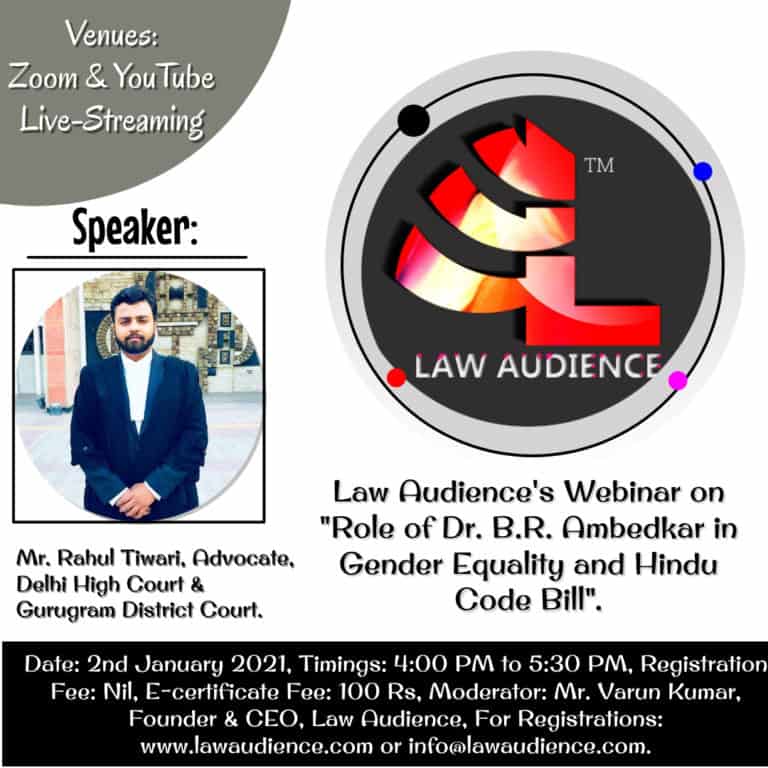 Law Audience’s Webinar on Role of Dr. B.R. Ambedkar in Gender Equality ...