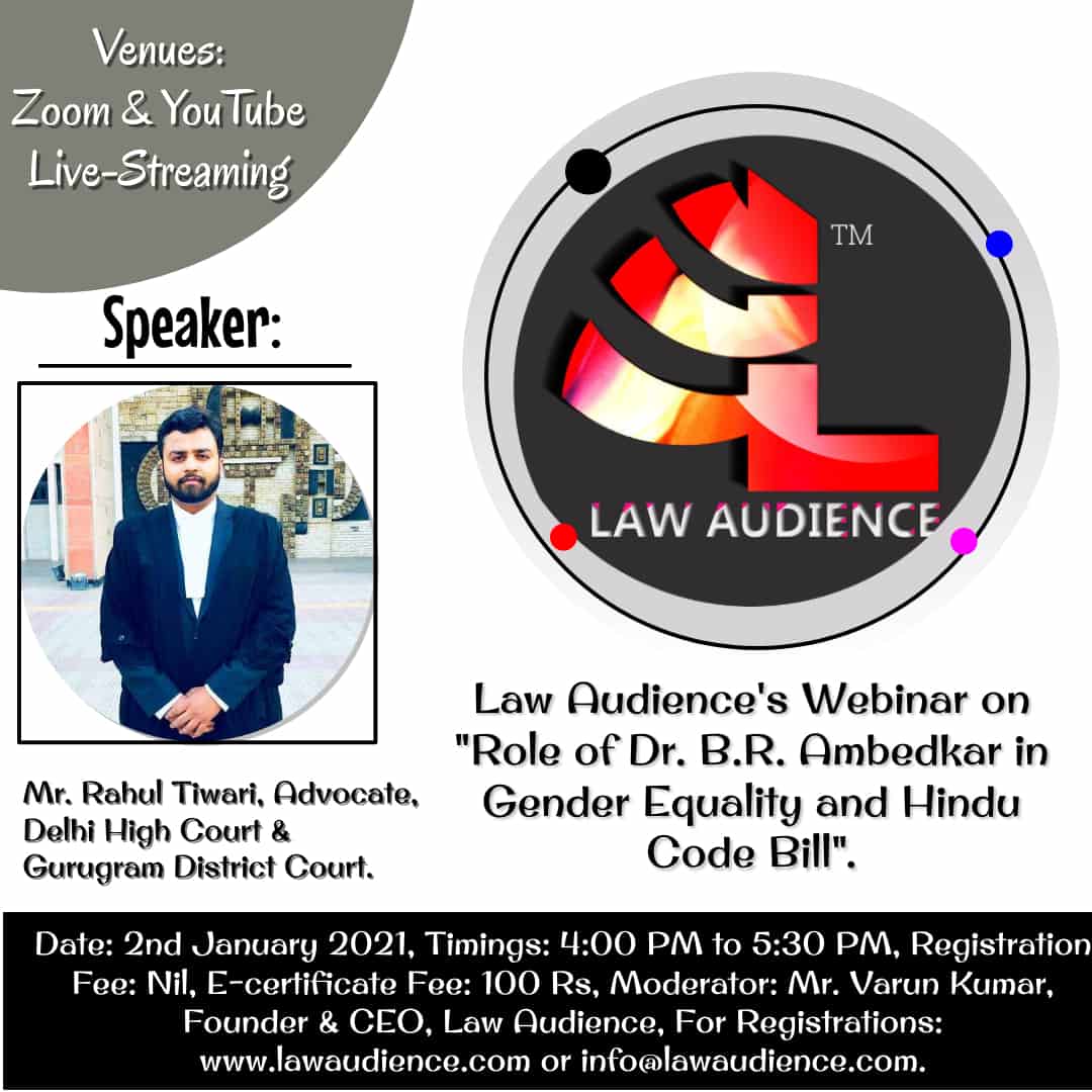 You are currently viewing Law Audience’s Webinar on Role of Dr. B.R. Ambedkar in Gender Equality and Hindu Code Bill