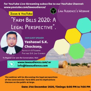 Law Audience’s Webinar on Farm Bills 2020: A Legal Perspective
