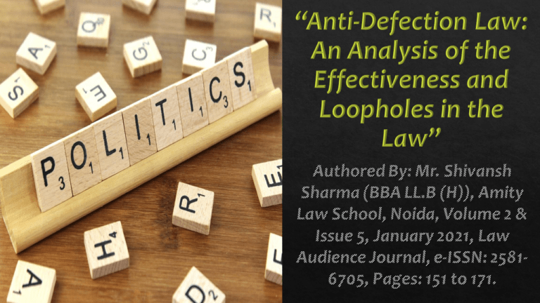 anti defection law research paper