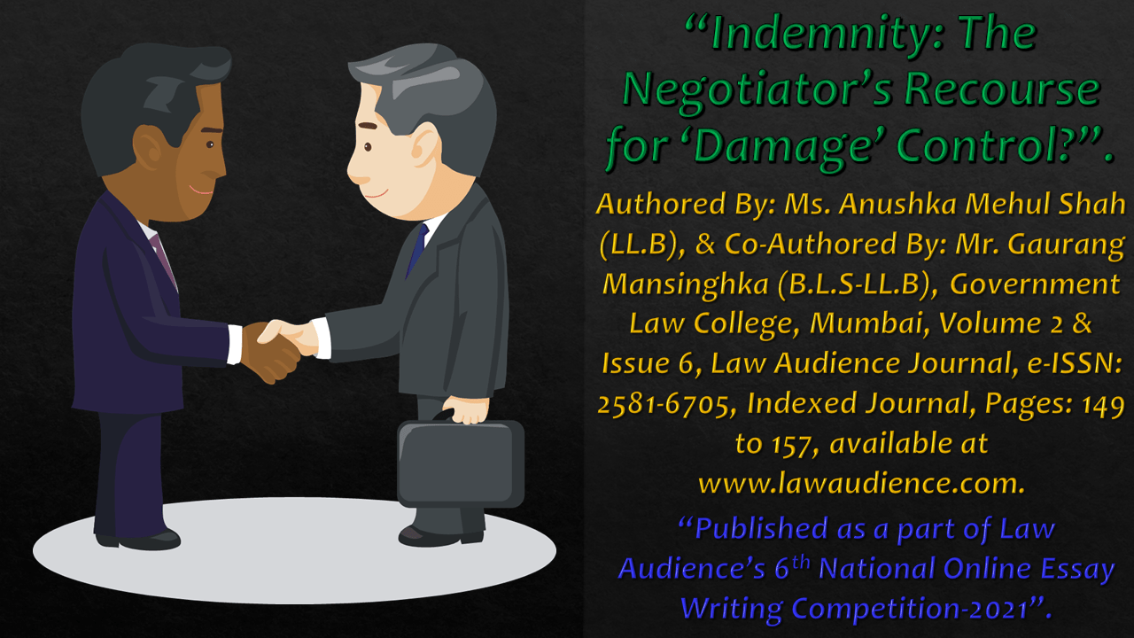 You are currently viewing Indemnity: The Negotiator’s Recourse for ‘Damage’ Control?