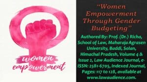 Read more about the article Women Empowerment Through Gender Budgeting