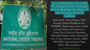 Read more about the article From Adjudication To Audit: The National Green Tribunal’s Role In Realising The Right To Safe Drinking Water In Ludhiana