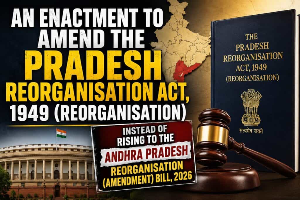 AN ENACTMENT TO AMEND THE PRADESH REORGANISATION ACT, 1949 (REORGANISATION) INSTEAD OF RISING TO THE ANDHRA PRADESH REORGANISATION (AMENDMENT) BILL, 2026