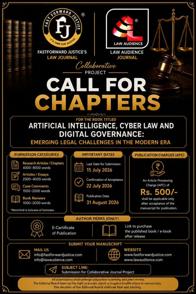 Call for Chapters 2026: Artificial Intelligence, Cyber Law and Digital Governance – Submit by 15 July 2026